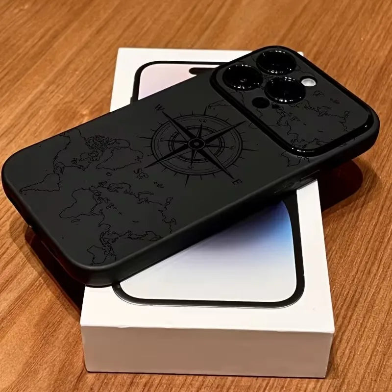 Compass Pattern iPhone Case - Creative Shockproof Soft Protective Cover for iPhone Models