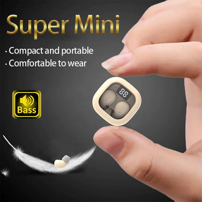 SK Wireless Bluetooth Earbuds - Invisible Small-Head Design, Comfortable Fit, Deep Bass & Sport-Friendly Headphones for All Phones