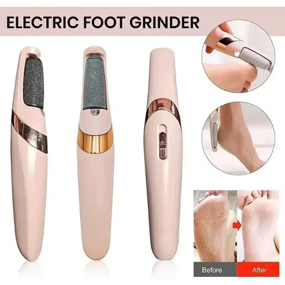 Rechargeable Electric Foot Grinder - USB Pedicure Tool With 2 Roller Heads For Dead Skin Removal