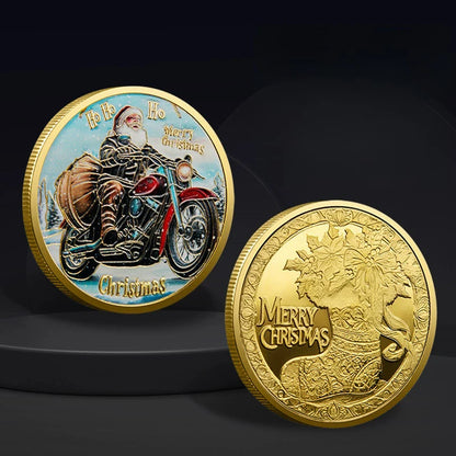Christmas Commemorative Coin – Santa Claus Carriage & Boots Lucky Holiday Collectible Badge