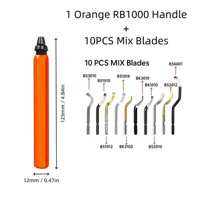 11-Piece Deburring Tool Set - High-Speed Steel Swivel Blades for Metal, Plastic, PVC, Copper, Aluminum & Resin