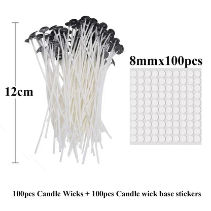Smokeless Candle Wicks – Pre-Waxed Cotton Core with Metal Sustainer Tabs, 2.6-20cm for DIY Handmade Candle Making