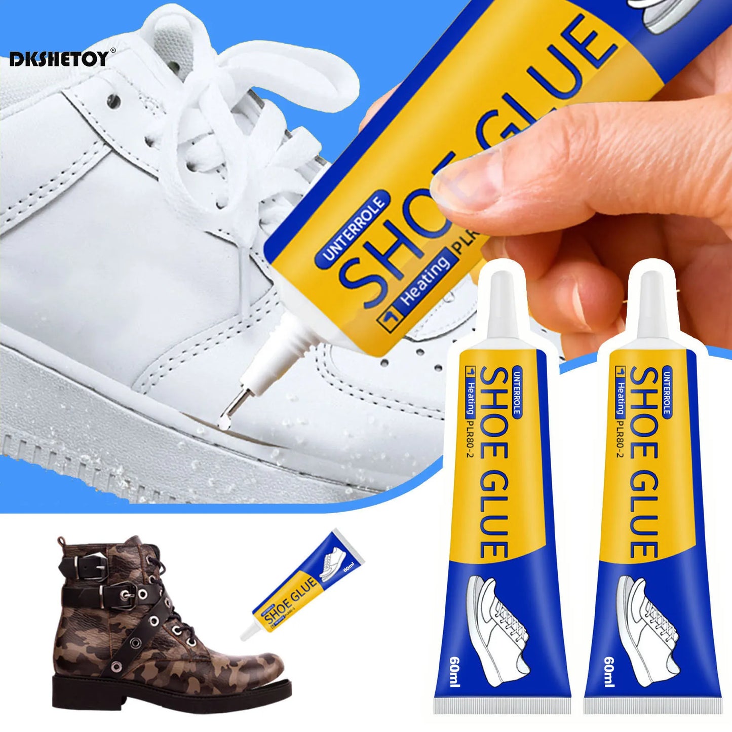 60ml Super Strong Shoe Glue, DIY Repair Adhesive, Waterproof Sneaker & Boot Sealer, Fast Leather Repair
