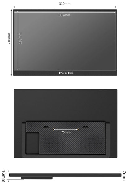 HGFRTEE 14.1in Portable IPS Monitor — 2nd Screen for Laptop, Xbox & Raspberry Pi (Bracket Included)