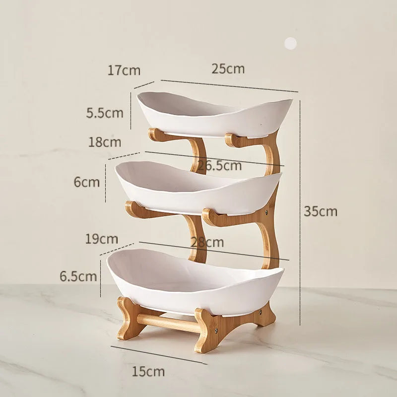 2/3 Layer Plastic Fruit Plate – Modern Snack Dish, Candy Dish & Cake Stand for Home & Living Room
