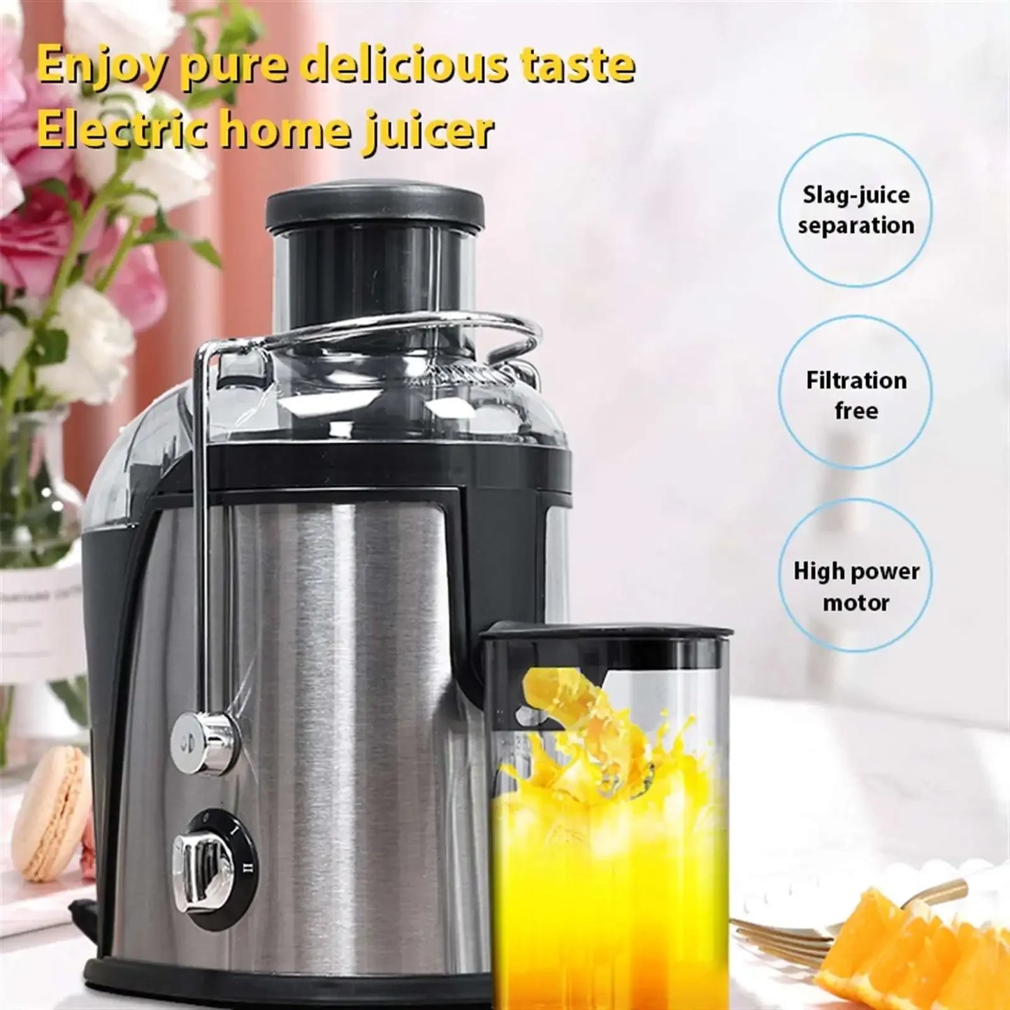 400W Juice Extractor — 22000RPM Motor, 3" Wide Chute, 2-Speed Juicer for Whole Fruits & Vegetables, Easy-Clean Design