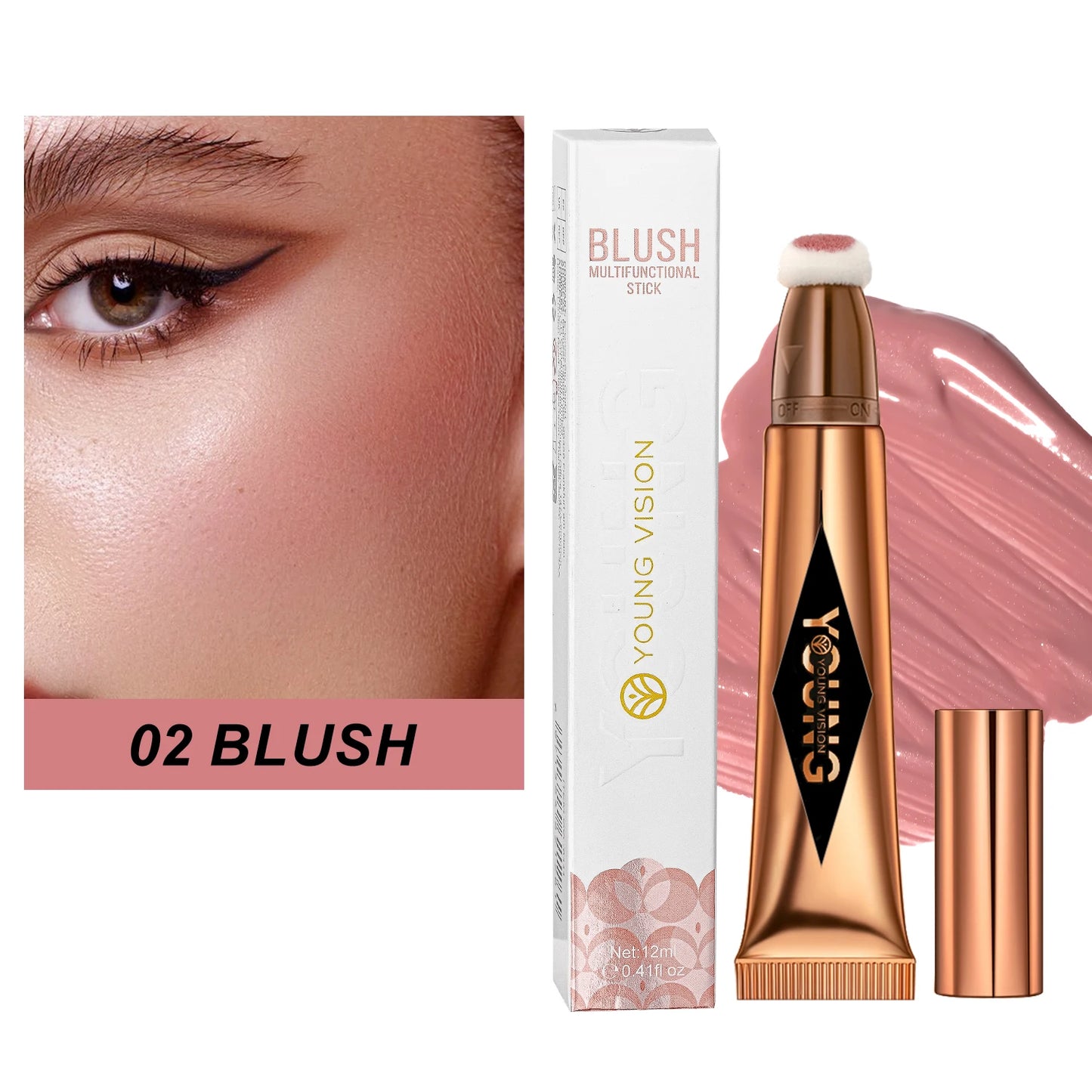 Multifunctional Liquid Blush & Contour Stick – Waterproof, Silky All-in-One Creamy Texture for Face & Eyes