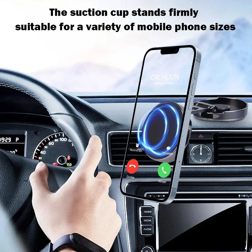 720° Foldable Magnetic Car Phone Holder – Strong Magnetic Round Mount for Universal Smartphones