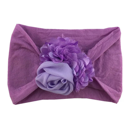 Baby Girls Soft Stretch Flower Headband Wide Nylon Knot Headwrap Kids Hair Band Newborn Photo Prop Accessories