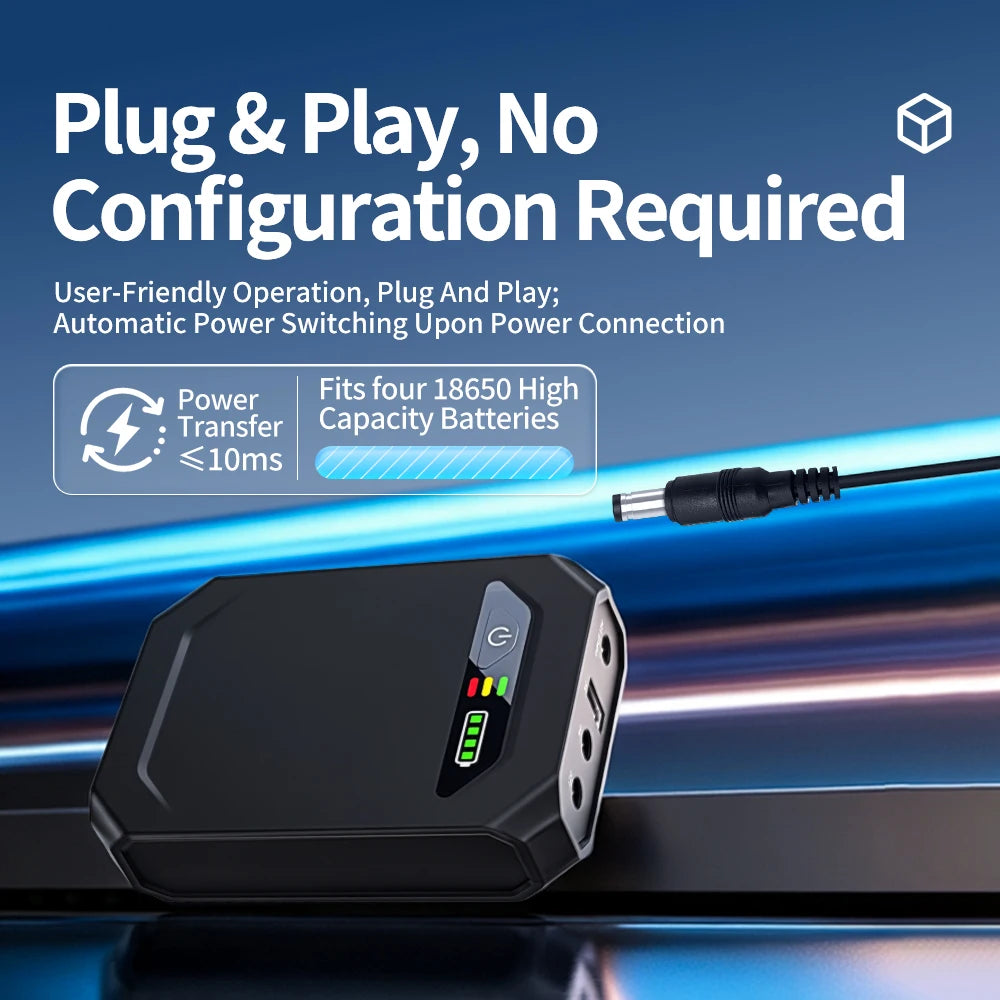 10400mAh Mini UPS Backup Power Supply - 5V/9V/12V DC Uninterruptible Battery Backup for Optical Network, CAT & Monitor Devices