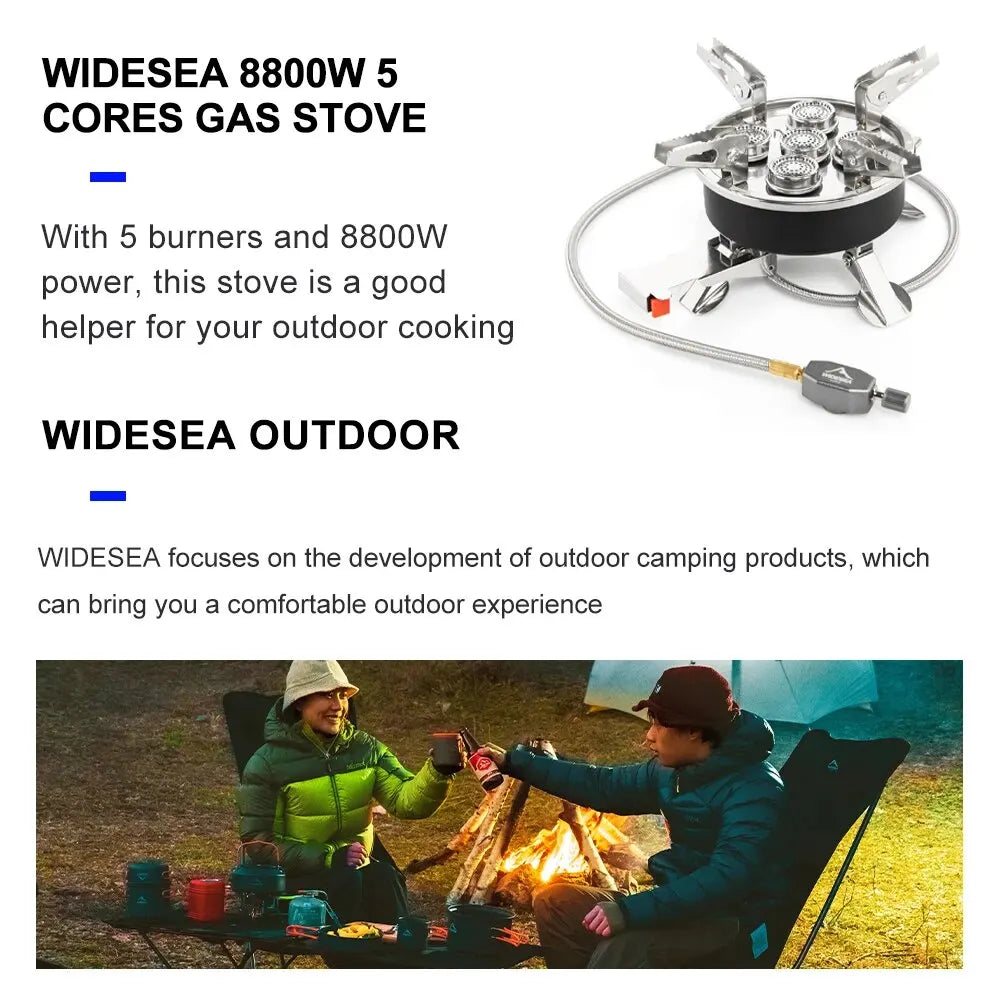 Widesea Camping Tourist Burner 8800W Gas Stove Cookware - Portable Furnace for Picnics & Barbecues - Outdoor Recreation Supplies
