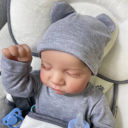 46cm Reborn Baby Doll Levi – Mixed Silicone & Vinyl with 3D Painted Veins, Collectible Gift for Girls