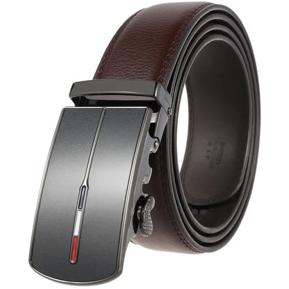 Men’s Cowskin Leather Belt – Luxury Automatic Buckle Designer Style in Black or Brown (3.5cm)