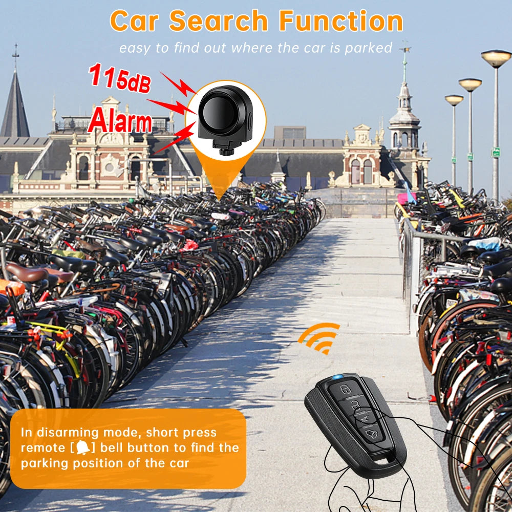 WSDCAM Bicycle Alarm – Waterproof Vibration Alarm with USB Charging & Remote Control, 110 dB Security for Bike & Motorcycle