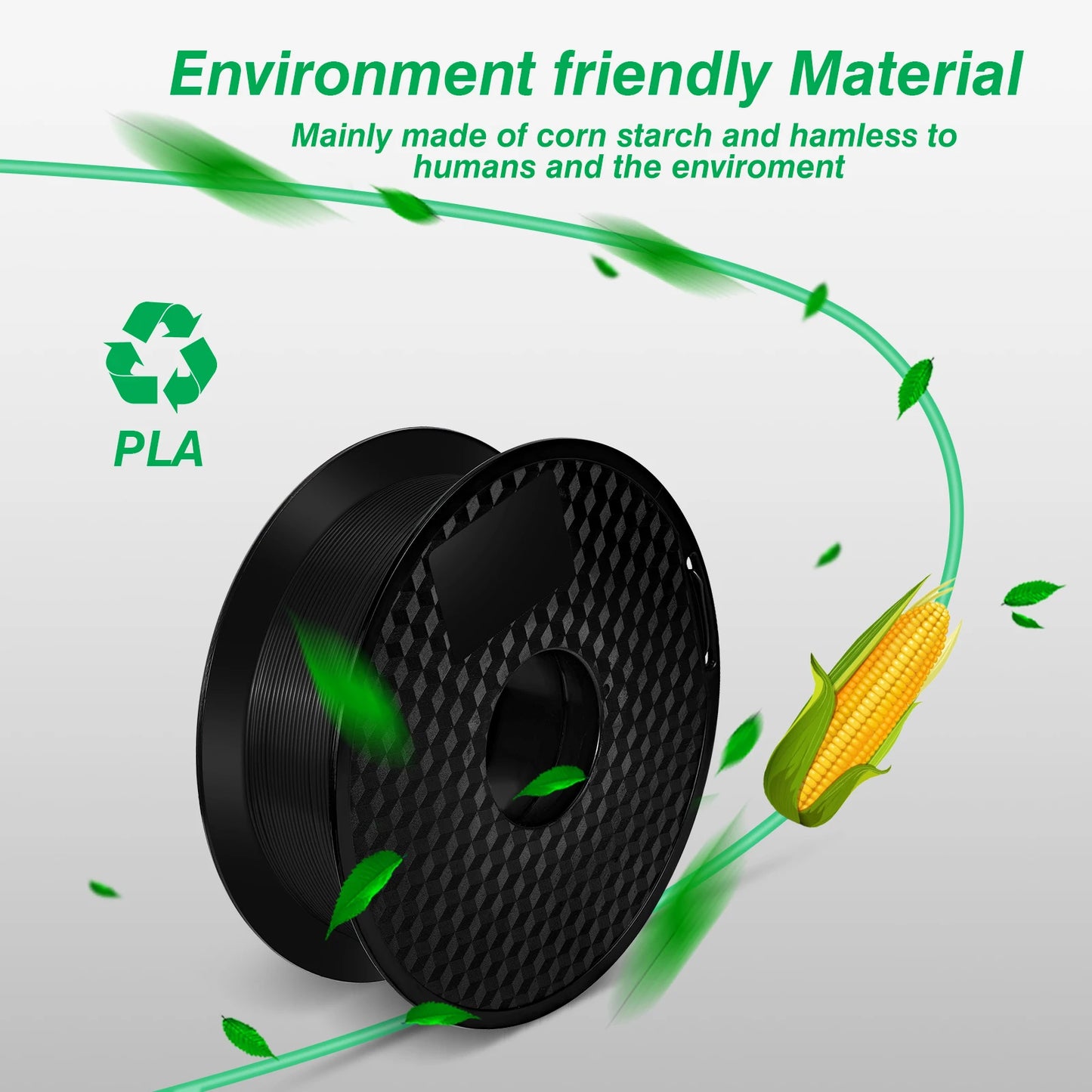 KINGROON 10KG PLA/ABS/PETG Filament 1.75mm – 10 Rolls Black, White, Gray for 3D Printing