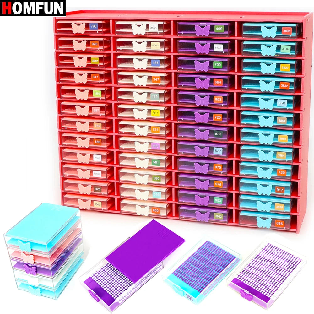 HOMFUN 5D Diamond Painting Tray Kit – 12/24/48 Slots with Storage Rack Organizer for Drill Plate Accessories