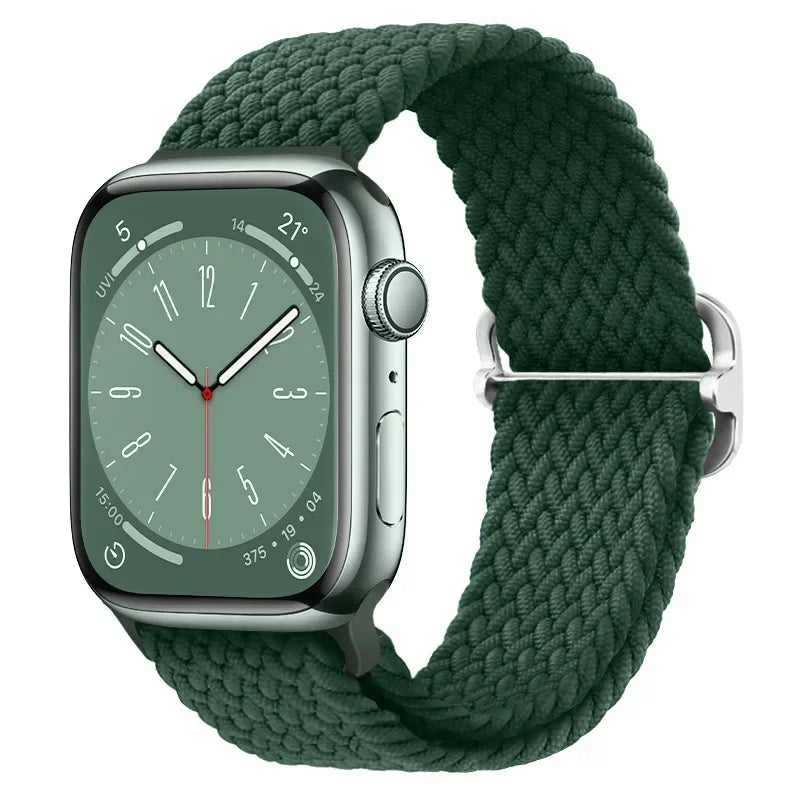 Braided Nylon Apple Watch Band – Adjustable Sport Strap Compatible with Ultra 2, Series 10/9/8/7/6/SE (40–49mm) Wrist Bracelet