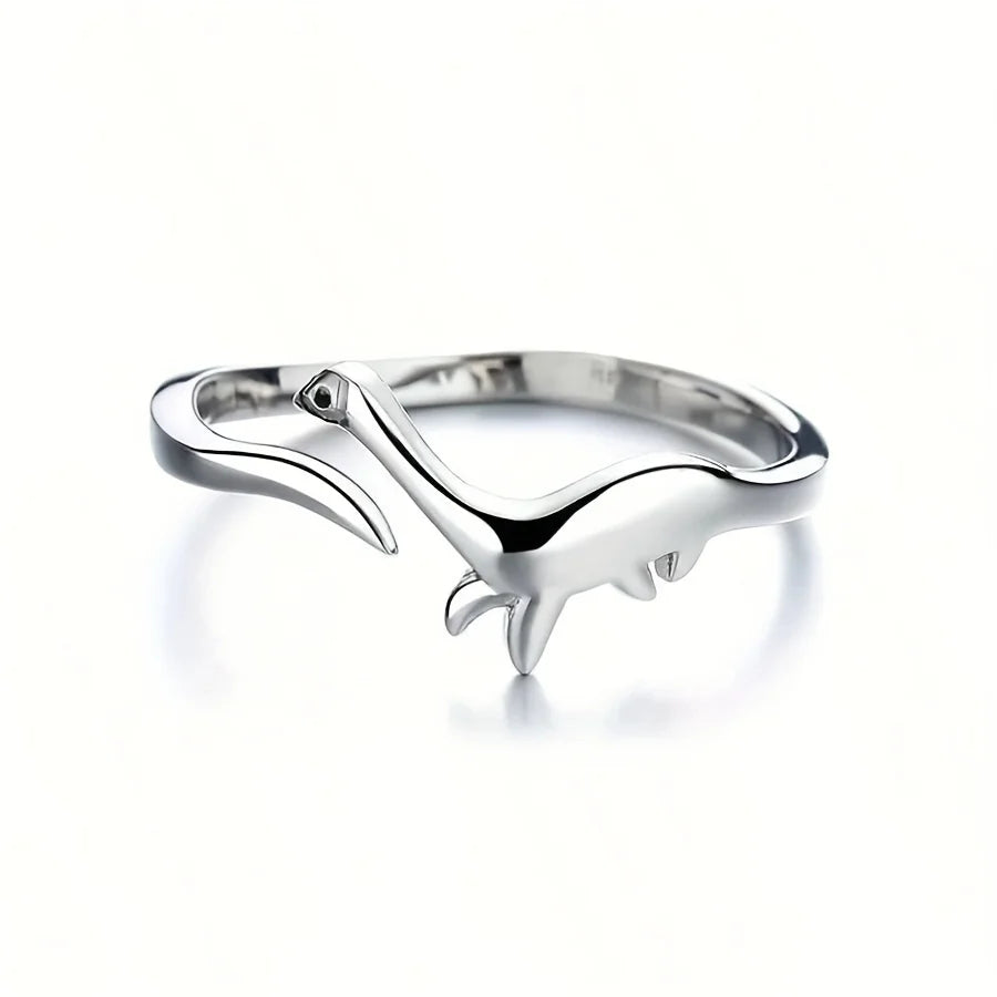 Retro Adjustable Dinosaur Ring for Women – Silver Finish Jurassic Style Statement Jewelry, Elegant & Comfortable Unisex Design