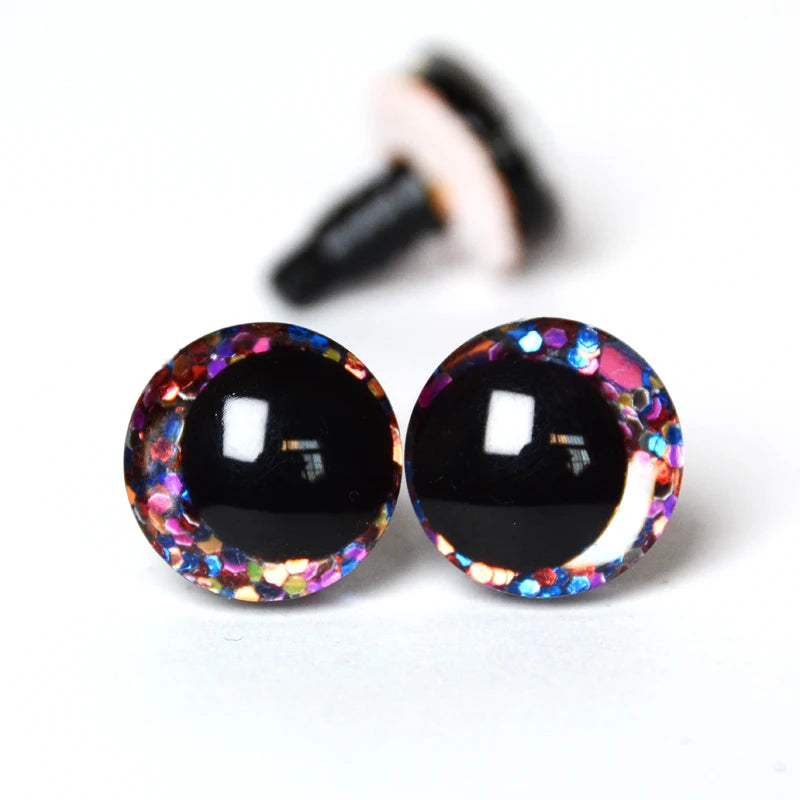 20pcs 3D Cartoon Glitter Doll Safety Eyes – Strange Eyes with Hard Washer, 16mm-30mm for Toys