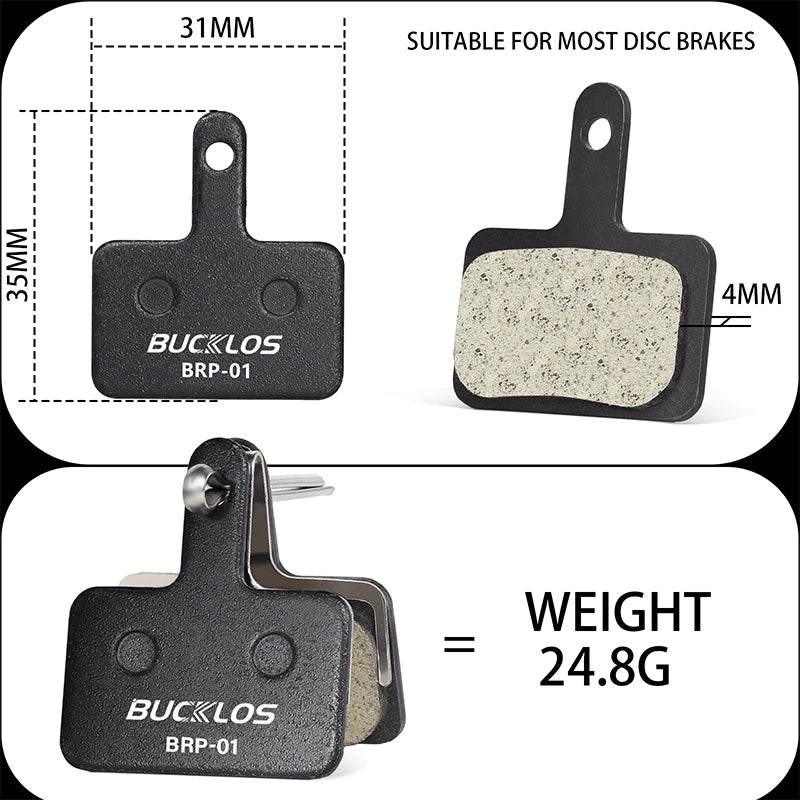 BUCKLOS Resin Disc Brake Pads - Wear-Resistant Hydraulic MTB Brake Pads Compatible with Shimano B01S, B03S & B05S
