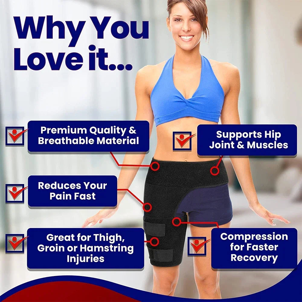 Hip Brace Thigh Compression Sleeve – Groin & Hamstring Support Wrap for Sciatica, Quad Strains & Hip Pain Relief