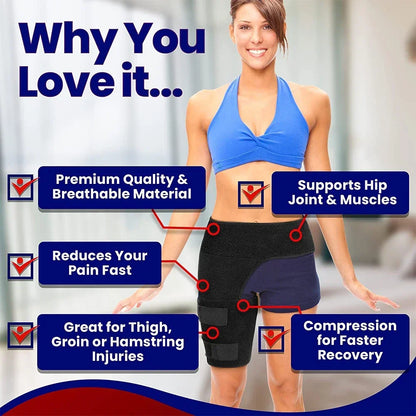Hip Brace Thigh Compression Sleeve – Groin & Hamstring Support Wrap for Sciatica, Quad Strains & Hip Pain Relief