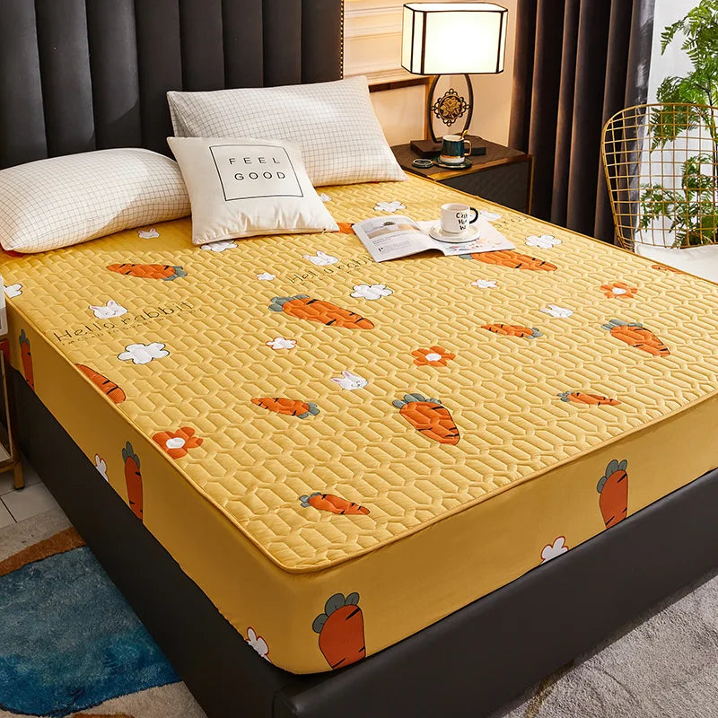 Waterproof Thick Quilted Mattress Cover — Latex Pad, Skin-Friendly Fitted Sheet Protector, 150/160/180x200cm