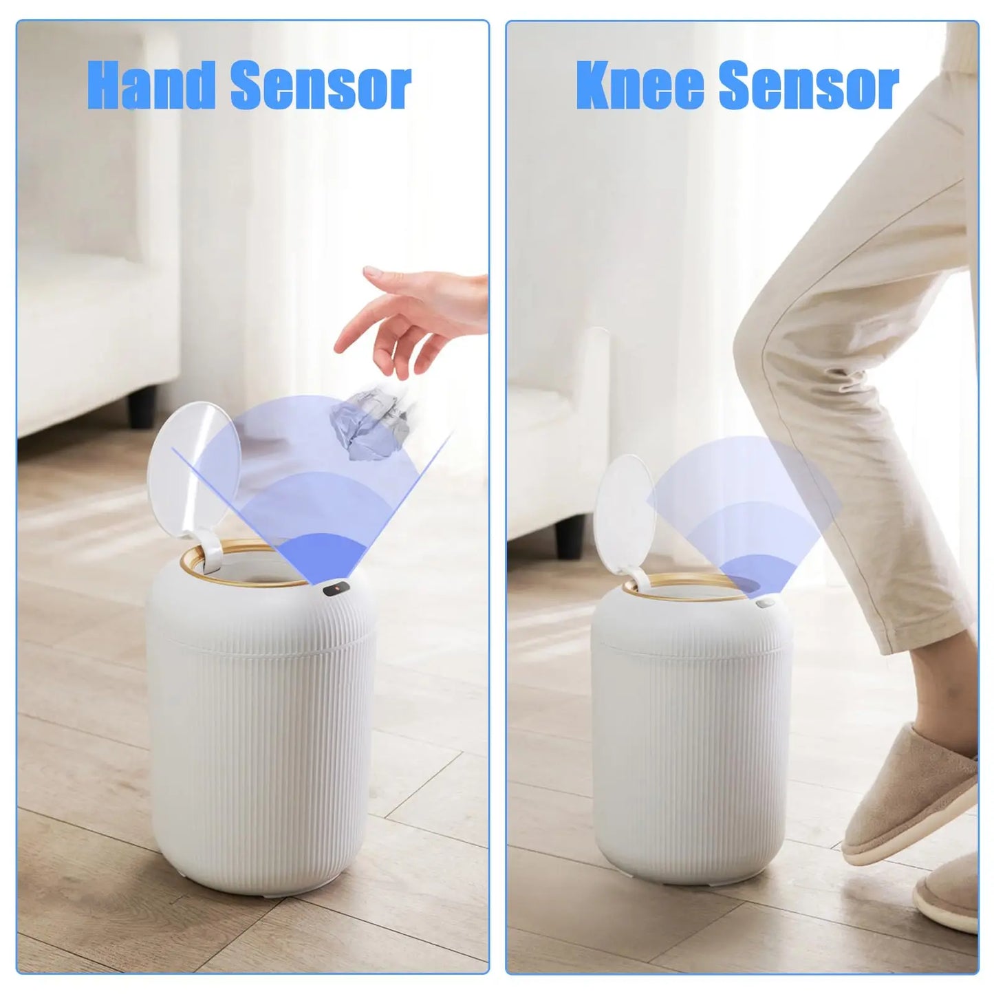 Small Plastic Smart Trash Can with Lid - Automatic Motion Sensor Trash Can for Bedroom, Bathroom, Kitchen, Office