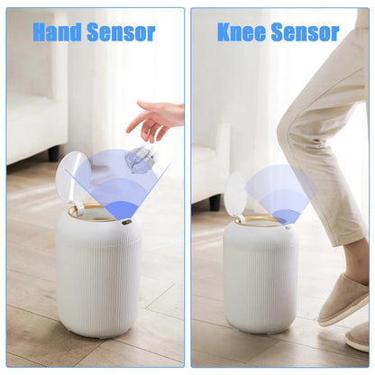 Small Plastic Smart Trash Can with Lid - Automatic Motion Sensor Trash Can for Bedroom, Bathroom, Kitchen, Office
