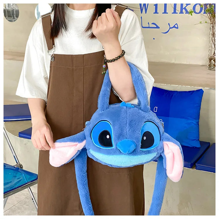 Disney Lilo & Stitch Plush Messenger Bag – Kawaii Anime Handbag for Girls, Stuffed Cartoon Plushie Soft Bag for Kids