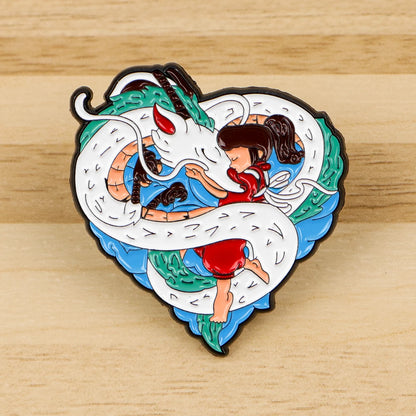 2-Piece Cool Dragon Enamel Pin Set - Cartoon Anime Lapel Brooches for Coats, Fashion Accessories and Gifts for Friends