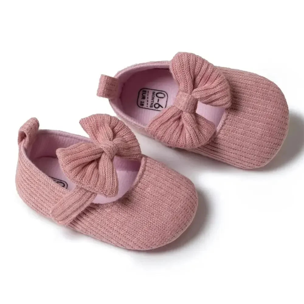 Meckior Baby Girl Shoes — Spring & Autumn Cotton Sole Moccasins with Bow, Anti-Slip First Walkers for Newborns & Toddlers