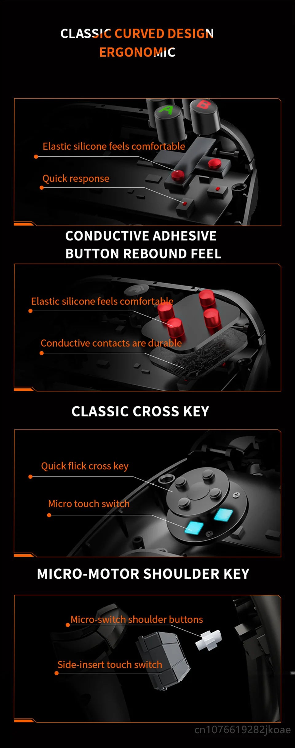 Lenovo S02 Wireless Bluetooth RGB Controller - Multi-Function Gamepad for Nintendo Switch OLED, Switch Lite, PC & Mobile