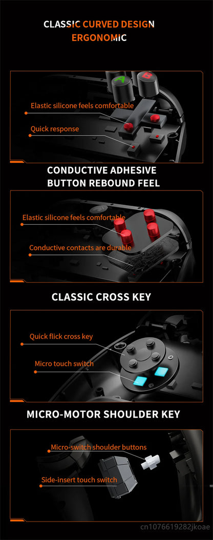 Lenovo S02 Wireless Bluetooth RGB Controller - Multi-Function Gamepad for Nintendo Switch OLED, Switch Lite, PC & Mobile