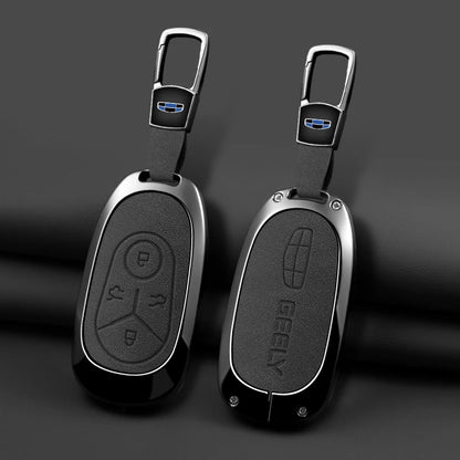 Geely Car Key Case with Leather and Zinc Alloy - Protective Key Fob Cover for Starlight, EX2, GEOME, Galaxy and Discovery Youth Edition