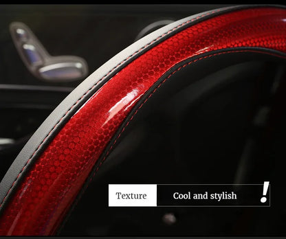 3D Honeycomb Leather Steering Wheel Cover – Durable Anti-Slip Universal Fit for 14.5-15 Inch Wheels