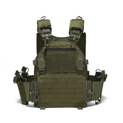 New Combat Vest 6094 – Lightweight Quick Release Laser Cut Tactical Gear for Hunting, Black Tactical Vest