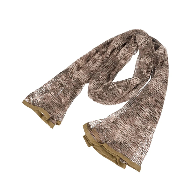 Outdoor Camouflage Netting Scarf — Camo Mesh Face Veil & Shemagh Head Wrap for Camping, Hiking, Shooting