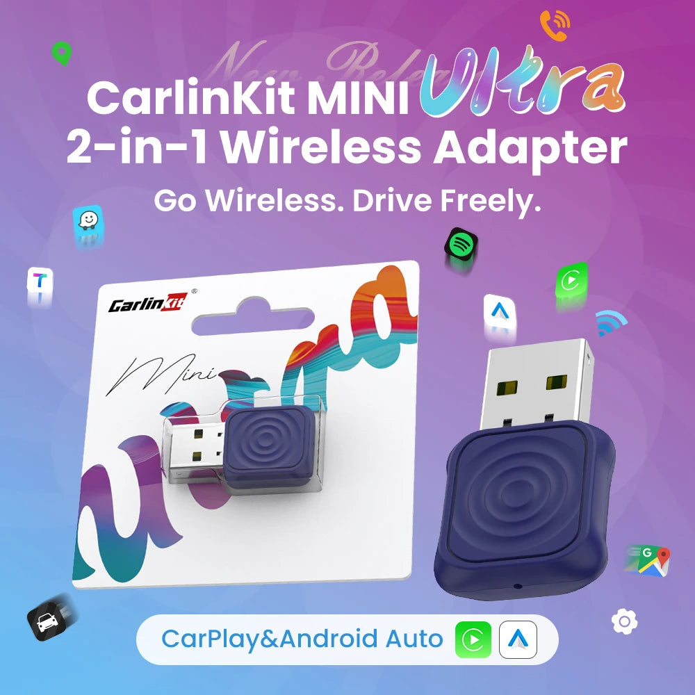 CarlinKit MINI 5 Pro/Mini Ultra Wireless CarPlay Adapter – Smart Plug & Play CarPlay Box with WiFi & Bluetooth Auto Connection for Cars