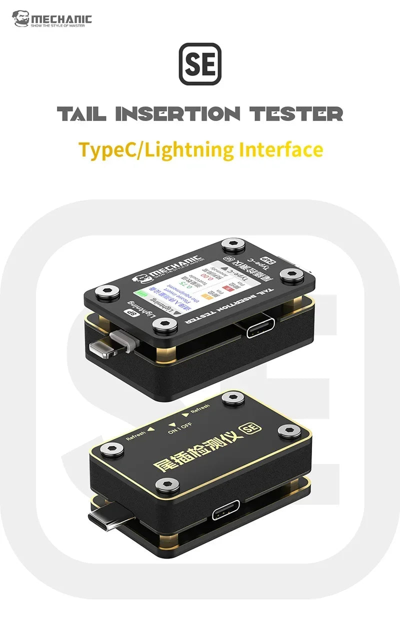 MECHANIC T-824 SE Tail Insertion Tester – Type-C & Lightning Interface Detector for Phone Repair Tools