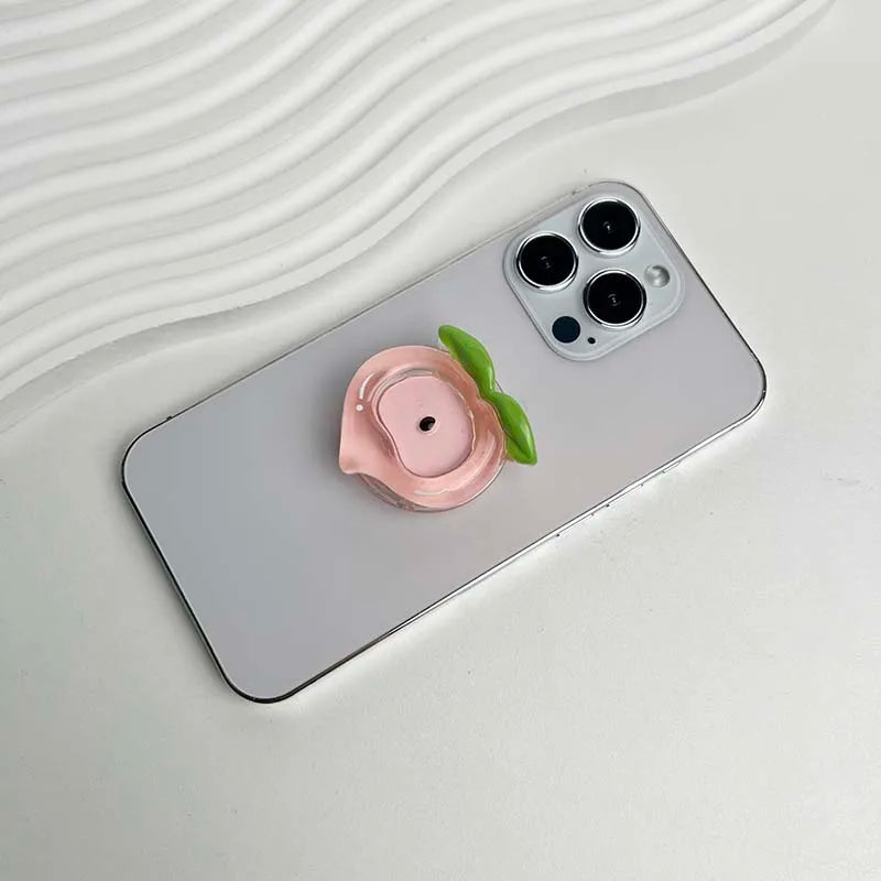 Cute Fruit Phone Holder - Resin Red Apple Foldable Phone Stand & Decorative Socket Grip