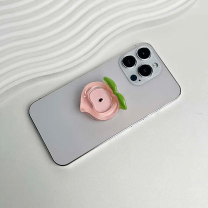 Cute Fruit Phone Holder - Resin Red Apple Foldable Phone Stand & Decorative Socket Grip