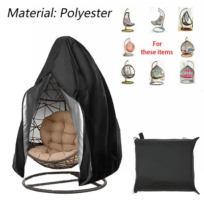 Outdoor Hanging Chair Cover: Waterproof Rattan Seat Protector with Zipper - Anti-UV Sun Protection for Garden Swing Egg Chairs