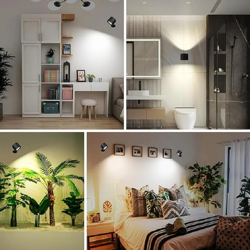 LED Wall Sconces Light – Touch Control Double Head Wall Lamp, 360° Rotatable, 3 Colors, Wireless Night Lights for Bedroom