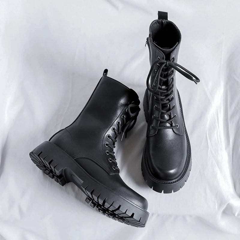 Luxury Brand Men's High Top Boots – Designer Leather Casual, Business & Outdoor Work Boots for Men