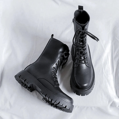 Luxury Brand Men's High Top Boots – Designer Leather Casual, Business & Outdoor Work Boots for Men