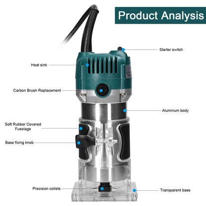 Multifunctional Woodworking Electric Trimmer - Router, Milling, Engraving & Slotting Carving Tool