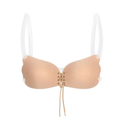 Adhesive Silicone Push-Up Bra - Invisible Backless Lingerie with Transparent Straps for Women