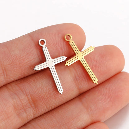 Stainless Steel Cross Charms Set - 5Pcs DIY Jewelry Pendants for Bracelets, Earrings & Necklaces