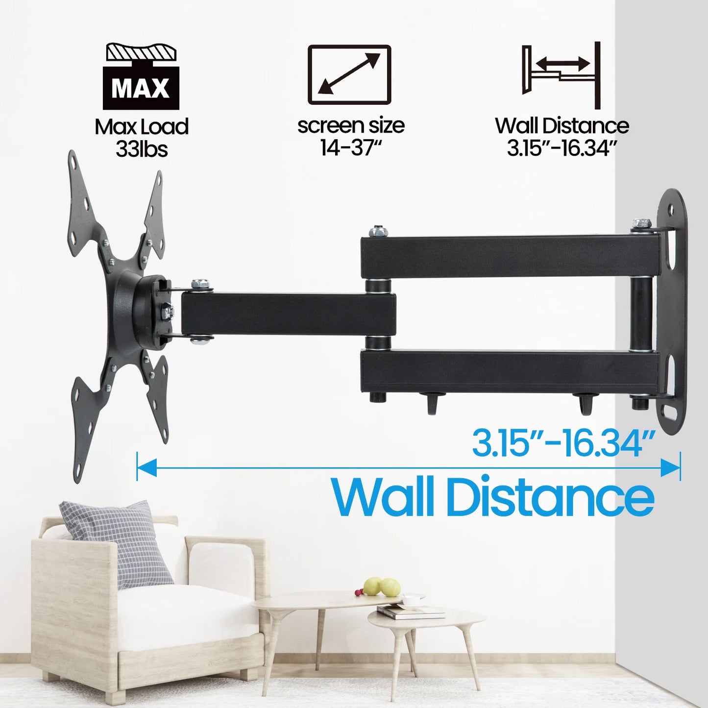 Universal Adjustable TV Wall Mount Bracket – Rotatable Holder for 14-32" LCD & LED Flat Panel Monitors